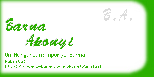 barna aponyi business card